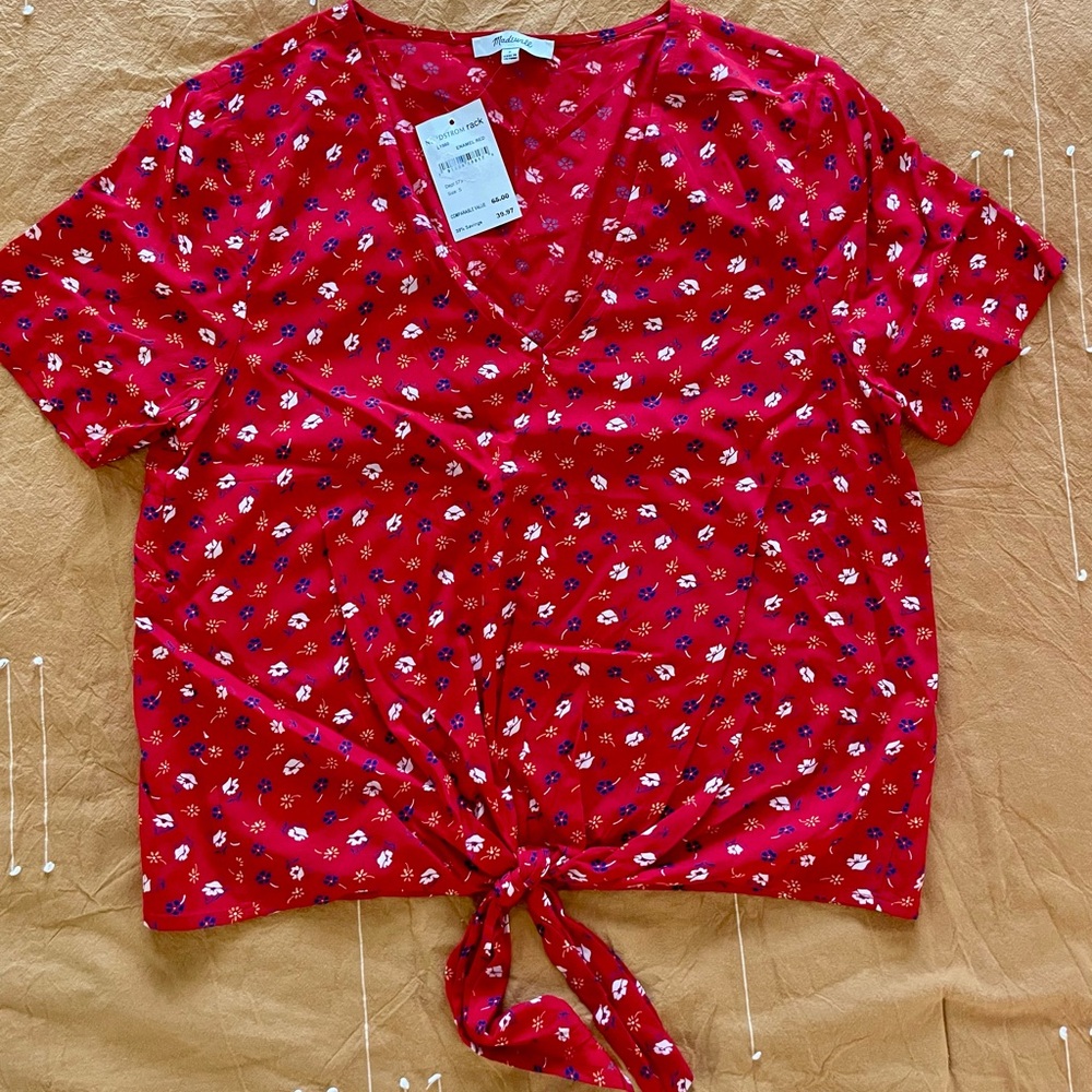 NWT Madewell Novel Tie-Front Top in Prairie Posies
